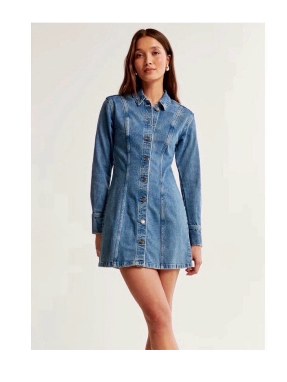 Abercrombie Fitch Denim‎ Dress Distressed Wash Small Mini Boho Western Y2K EUC
